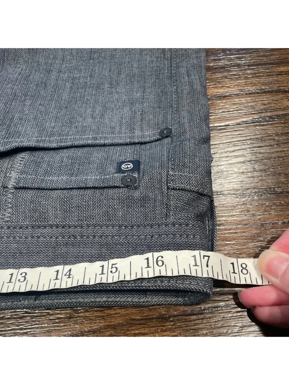 AG Matchbox Slim Straight Pant 32x34.5 Navy Gray Herringbone Office Work Stretch